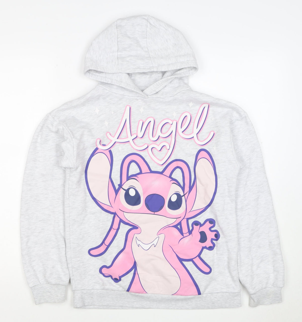 Disney Girls Grey Angel Lilo & Stitch Pullover Hoodie 12-13 Years