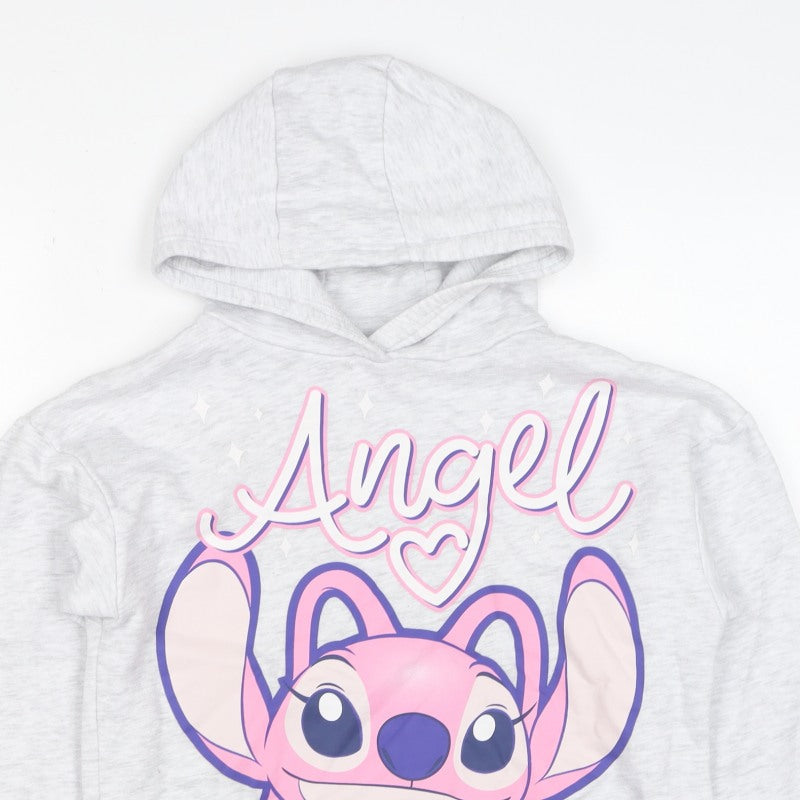 Disney Girls Grey Angel Lilo & Stitch Pullover Hoodie 12-13 Years