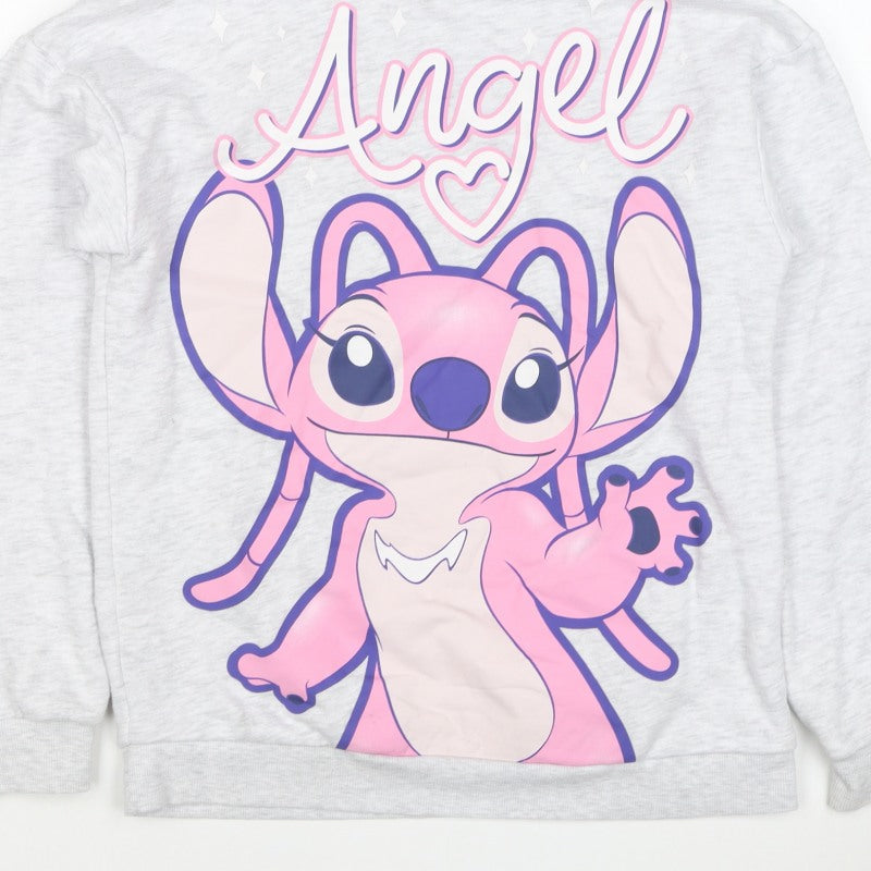 Disney Girls Grey Angel Lilo & Stitch Pullover Hoodie 12-13 Years