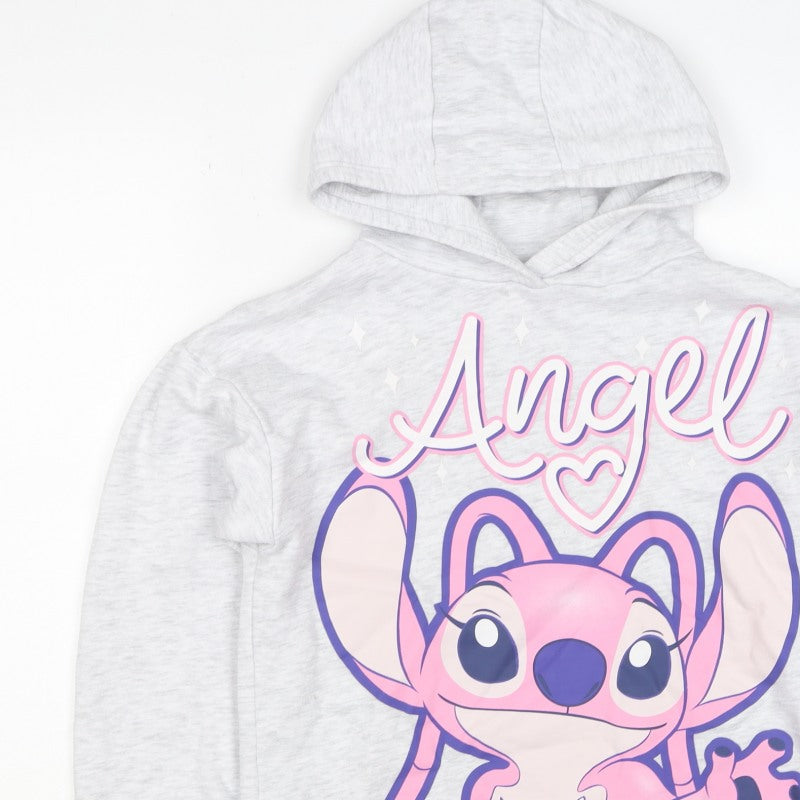 Disney Girls Grey Angel Lilo & Stitch Pullover Hoodie 12-13 Years