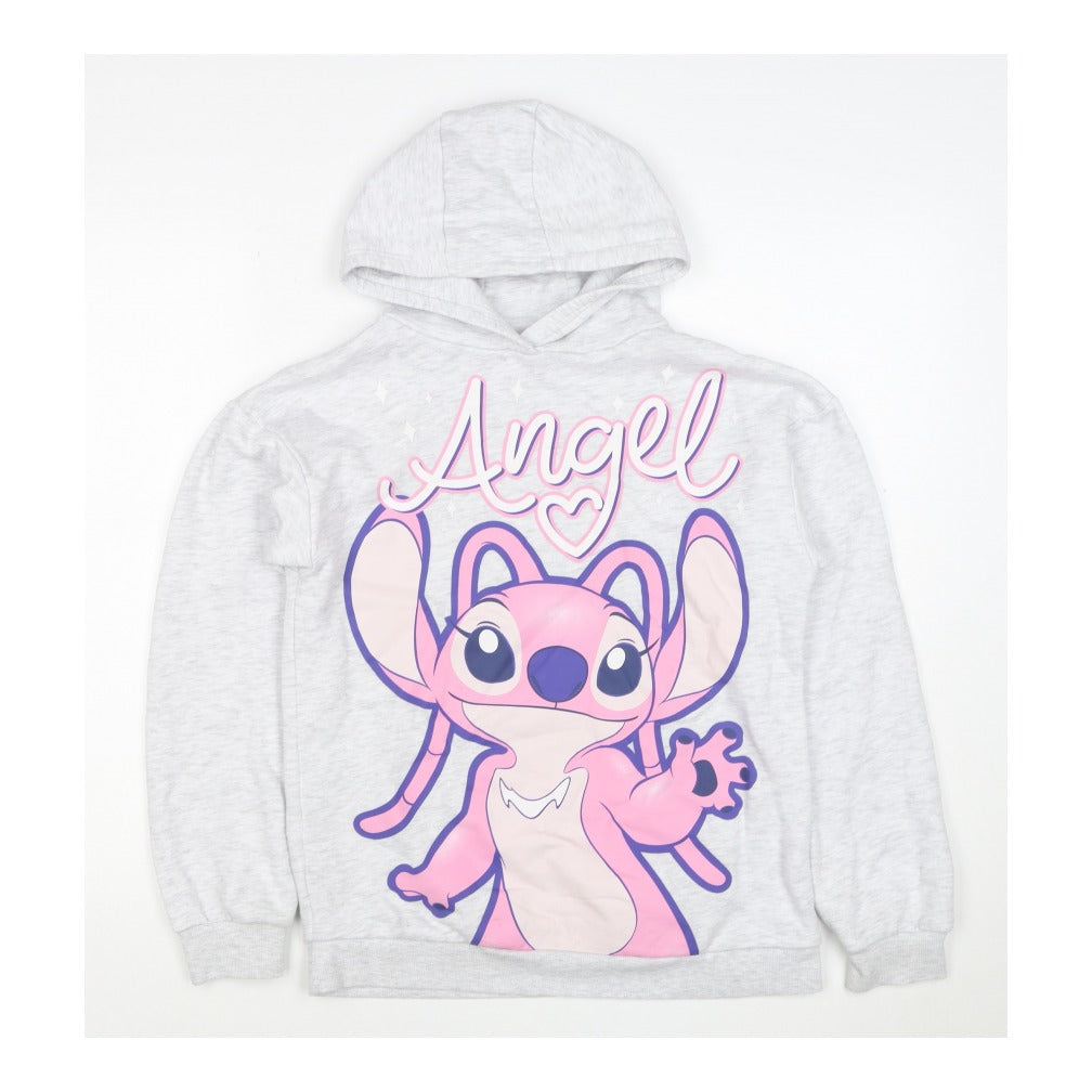 Disney Girls Grey Angel Lilo & Stitch Pullover Hoodie 12-13 Years