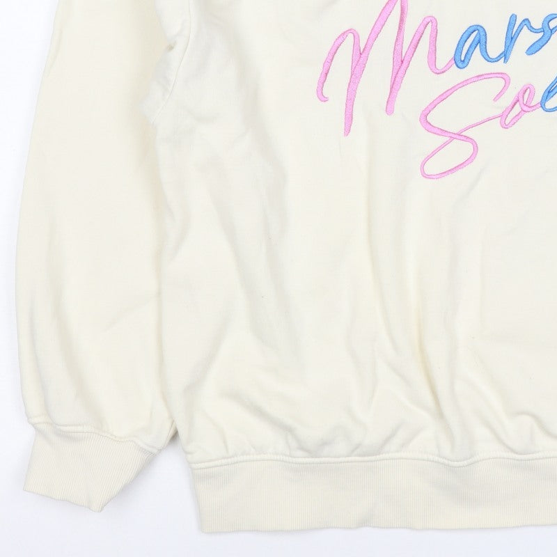 H&M Women Ivory S Marseille Soleil Embroidered Crew Neck Sweatshirt