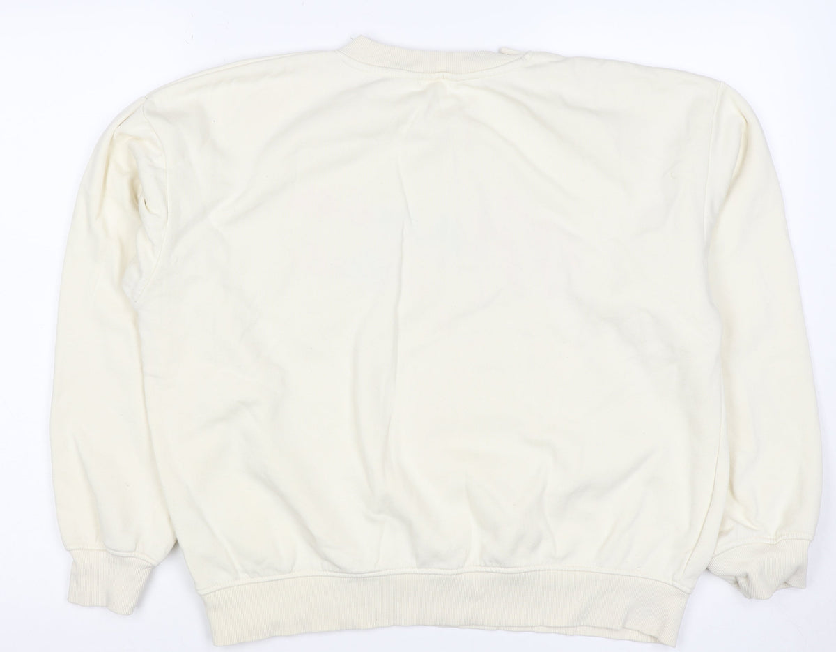 H&M Women Ivory S Marseille Soleil Embroidered Crew Neck Sweatshirt