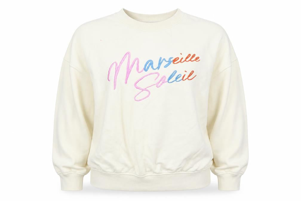 H&M Women Ivory S Marseille Soleil Embroidered Crew Neck Sweatshirt