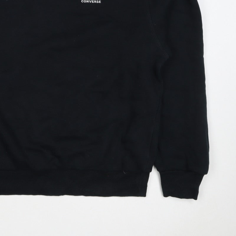 Converse Women’s Black M Logo Crew Neck Pullover Sweatshirt