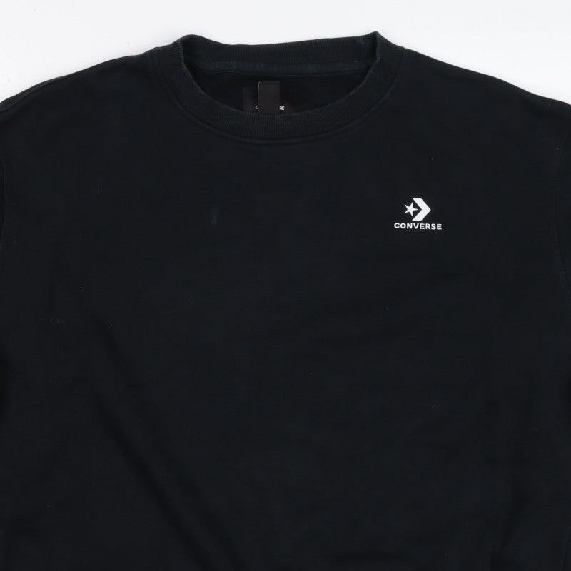 Converse Women’s Black M Logo Crew Neck Pullover Sweatshirt