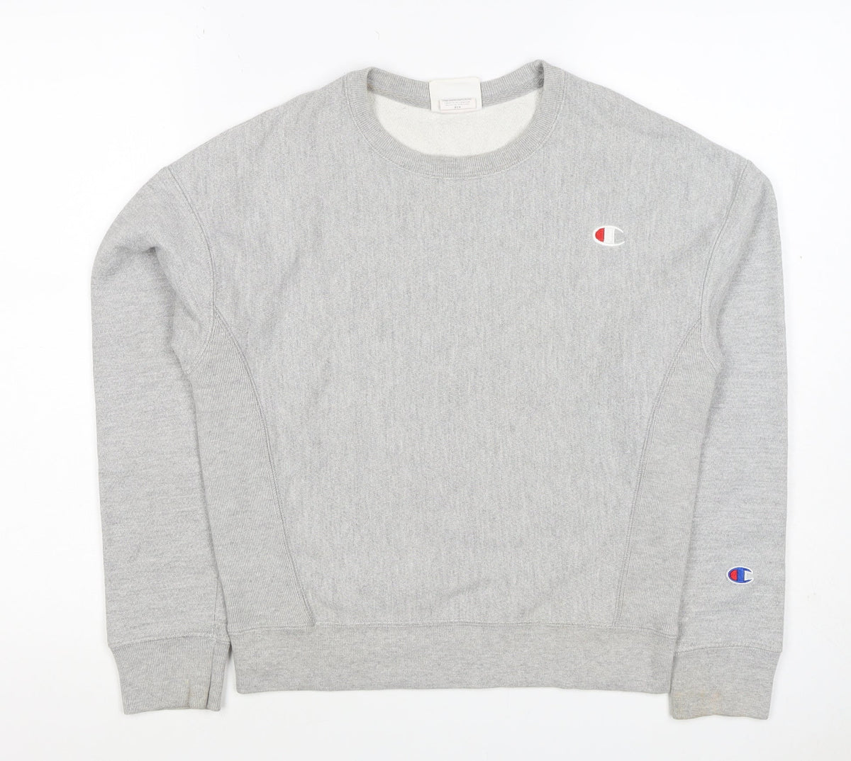 Champion Women Grey XS Reverse Weave Logo Crew Neck Pullover Sweatshirt