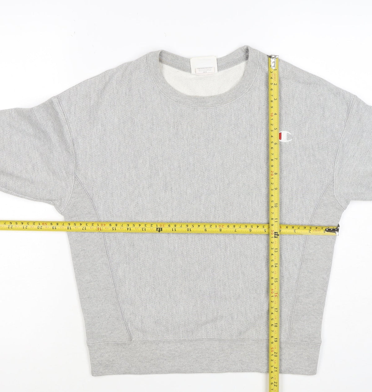 Champion Women Grey XS Reverse Weave Logo Crew Neck Pullover Sweatshirt