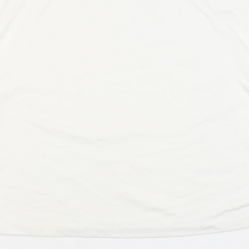 Lands' End Women White L Pullover Crew Neck Cotton Blend Sweatshirt