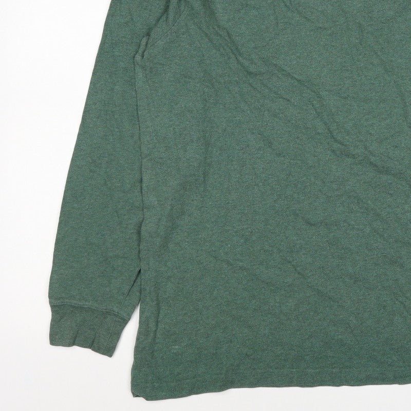 Lands' End Men’s Green L Super-T Cotton Long Sleeve Crew Neck T-Shirt