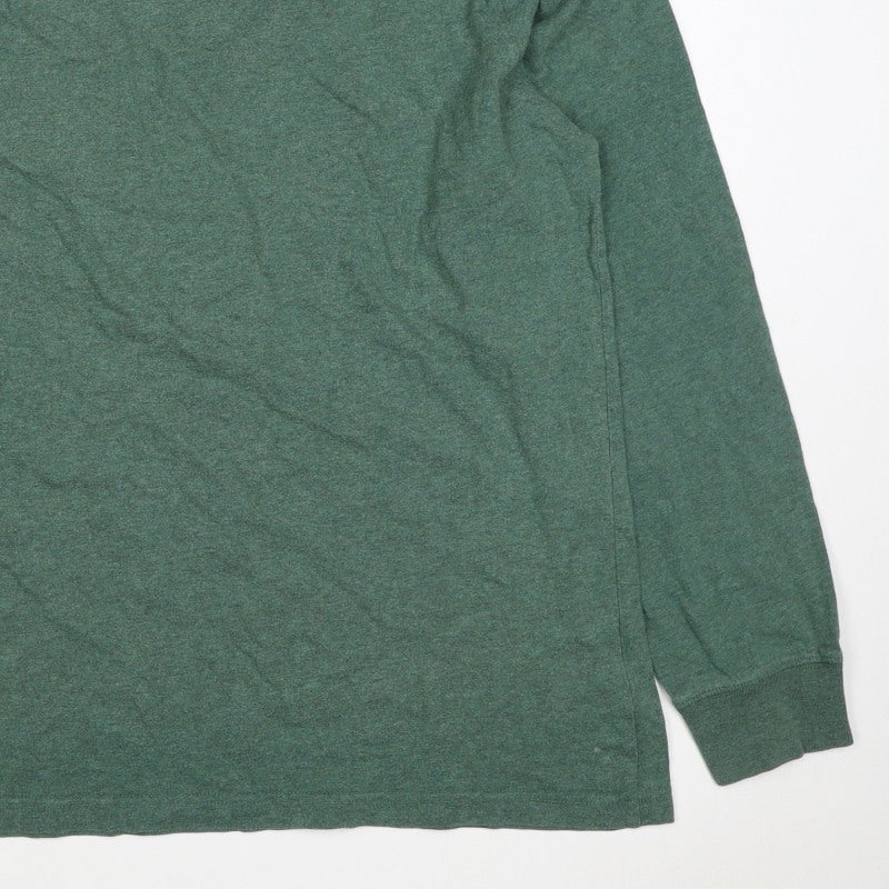 Lands' End Men’s Green L Super-T Cotton Long Sleeve Crew Neck T-Shirt