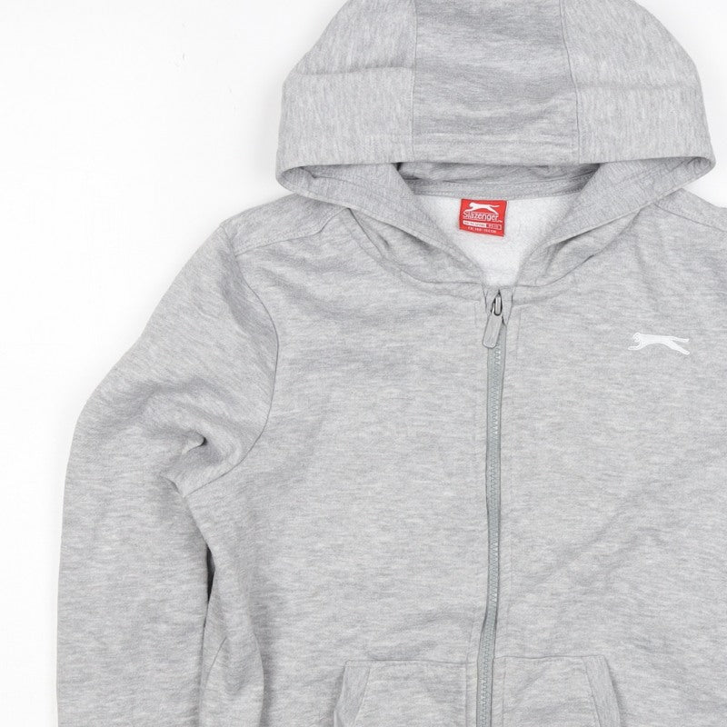 Slazenger Boys Grey Full Zip Hoodie 11-12 Years Fleece Logo