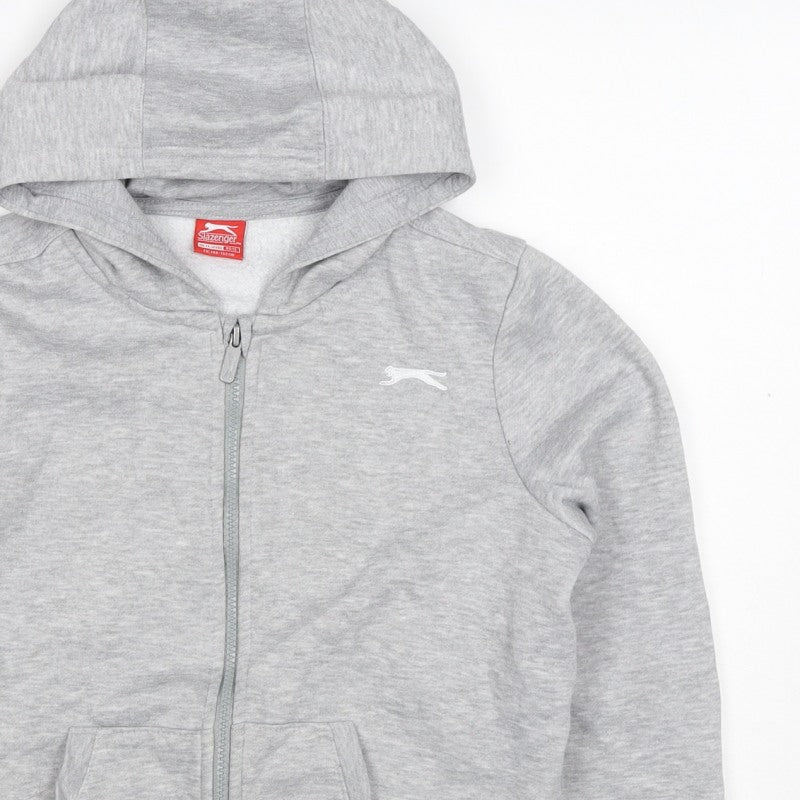 Slazenger Boys Grey Full Zip Hoodie 11-12 Years Fleece Logo