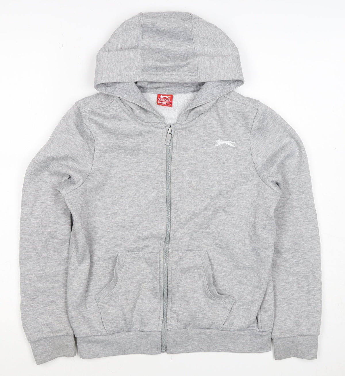 Slazenger Boys Grey Full Zip Hoodie 11-12 Years Fleece Logo