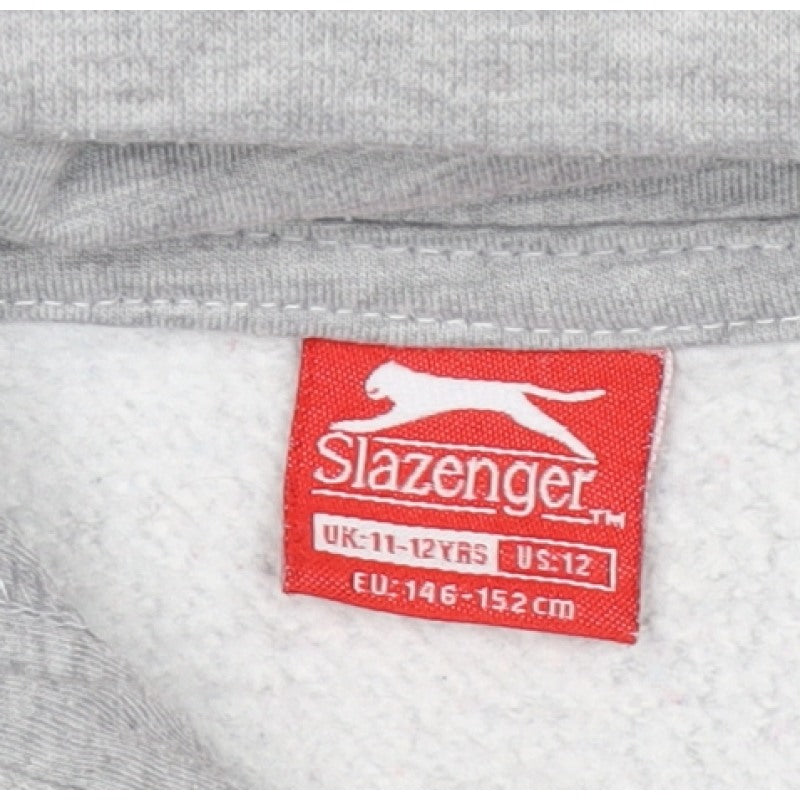 Slazenger Boys Grey Full Zip Hoodie 11-12 Years Fleece Logo