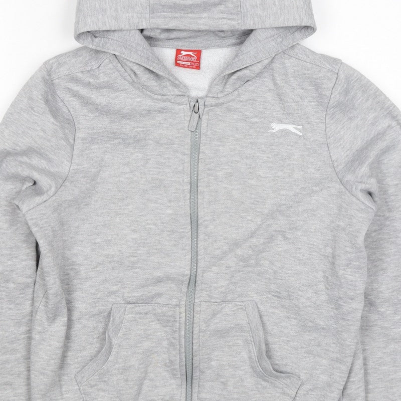 Slazenger Boys Grey Full Zip Hoodie 11-12 Years Fleece Logo