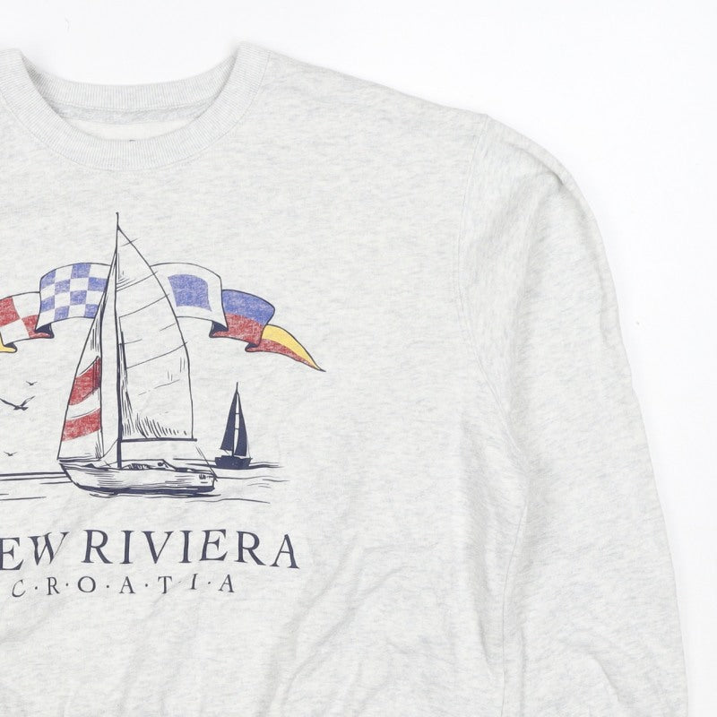 Hollister Women’s Grey S Nautical Croatia Graphic Pullover Sweatshirt