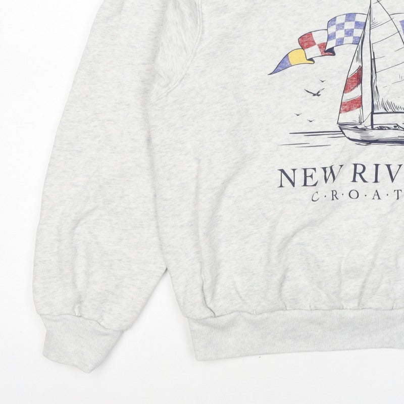 Hollister Women’s Grey S Nautical Croatia Graphic Pullover Sweatshirt