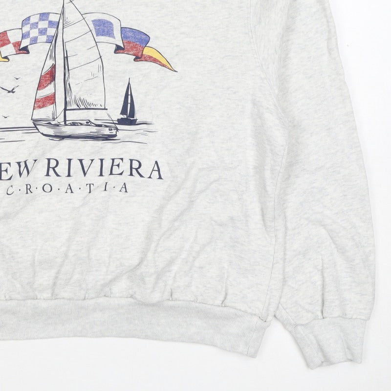 Hollister Women’s Grey S Nautical Croatia Graphic Pullover Sweatshirt