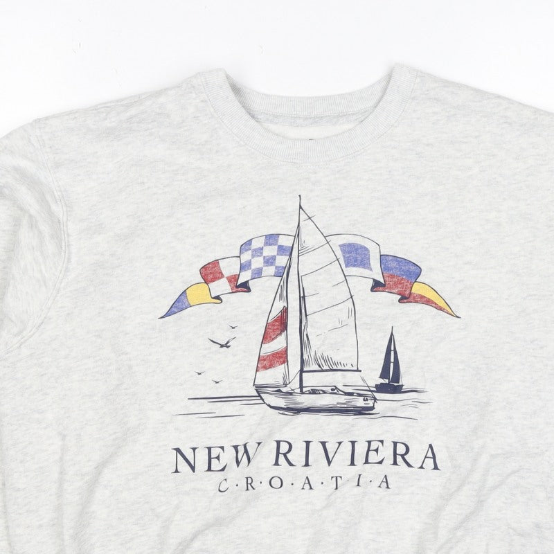 Hollister Women’s Grey S Nautical Croatia Graphic Pullover Sweatshirt