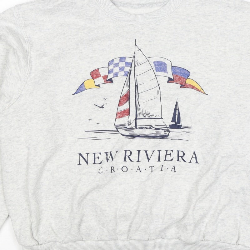 Hollister Women’s Grey S Nautical Croatia Graphic Pullover Sweatshirt