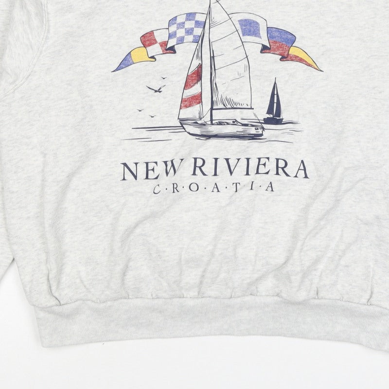 Hollister Women’s Grey S Nautical Croatia Graphic Pullover Sweatshirt