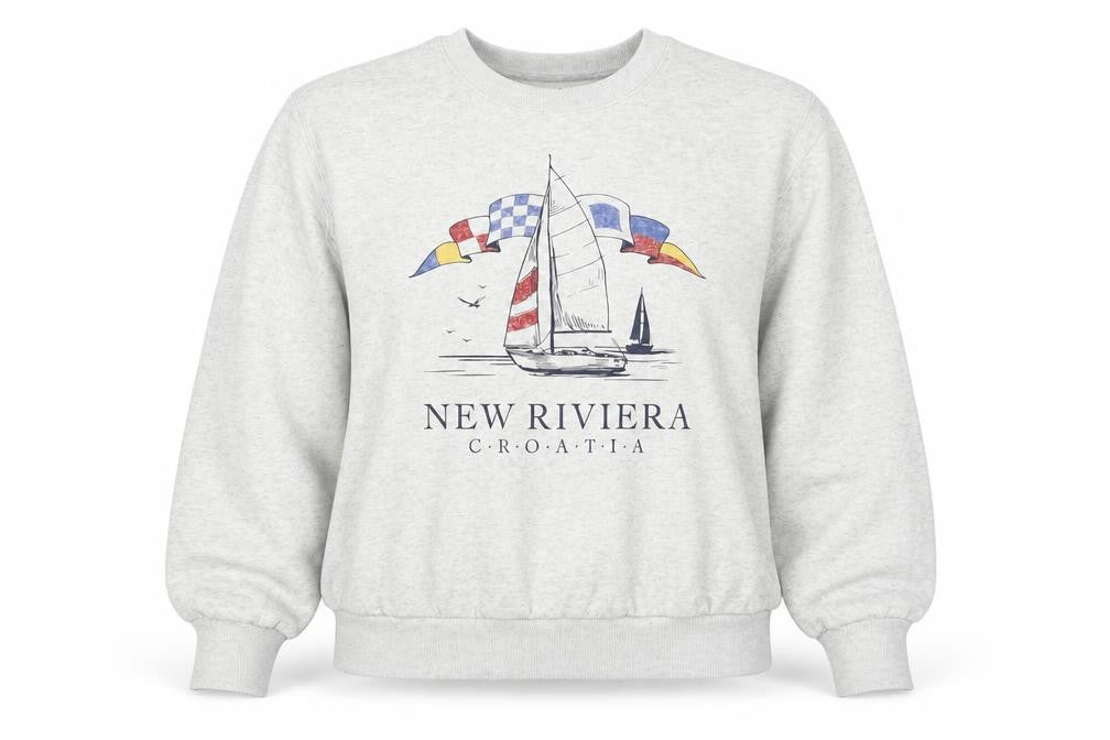 Hollister Women’s Grey S Nautical Croatia Graphic Pullover Sweatshirt