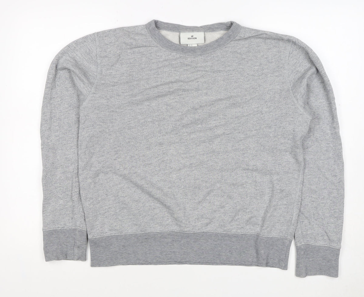 H&M Edition Men’s Grey M Crew Neck Cotton Silk Pullover Sweatshirt