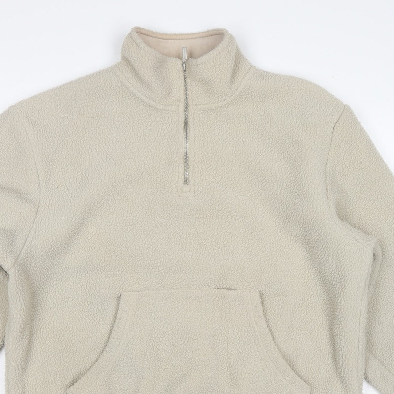 Sonneti London Men's Beige M Pullover 1/4 Zip Borg Fleece Sweatshirt