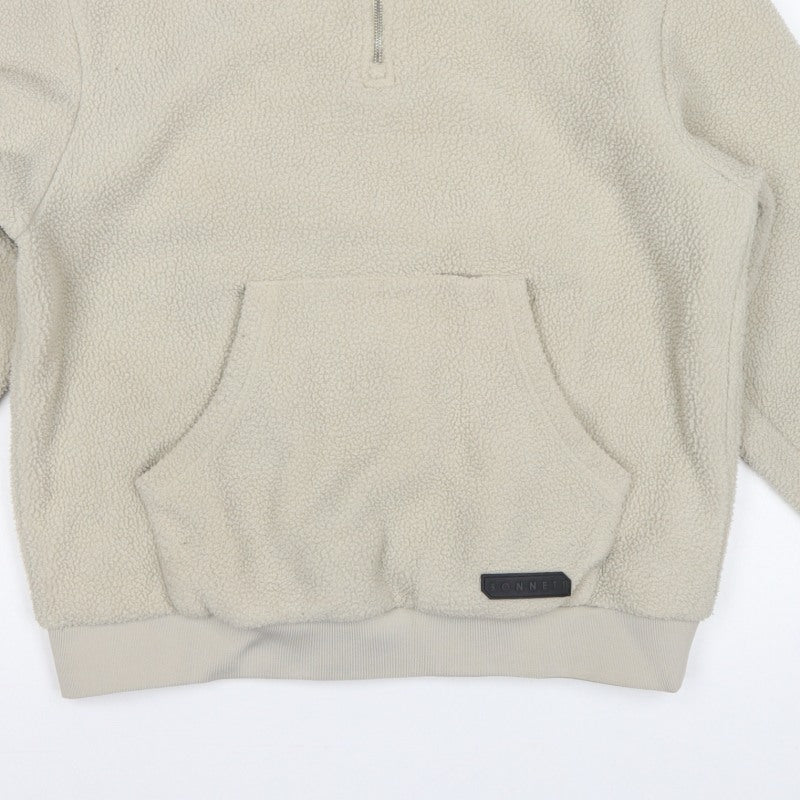 Sonneti London Men's Beige M Pullover 1/4 Zip Borg Fleece Sweatshirt