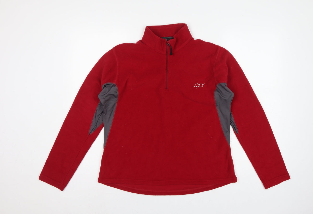Technicals Women’s Red Grey Fleece 1/4 Zip Sweatshirt UK 16