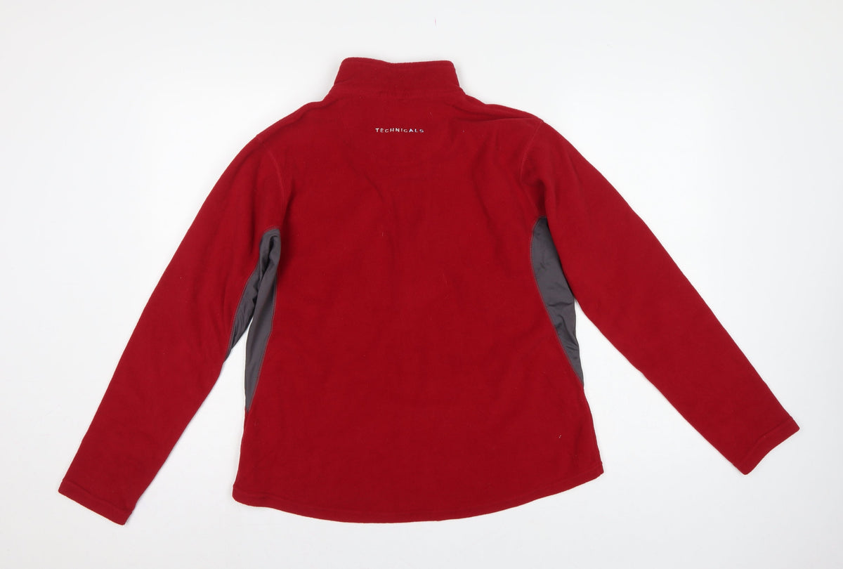 Technicals Women’s Red Grey Fleece 1/4 Zip Sweatshirt UK 16