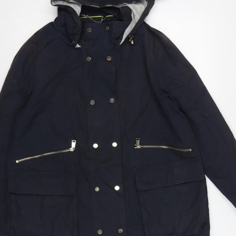 Mint Velvet Women’s Blue UK 14 Hooded Parka Cotton Jacket