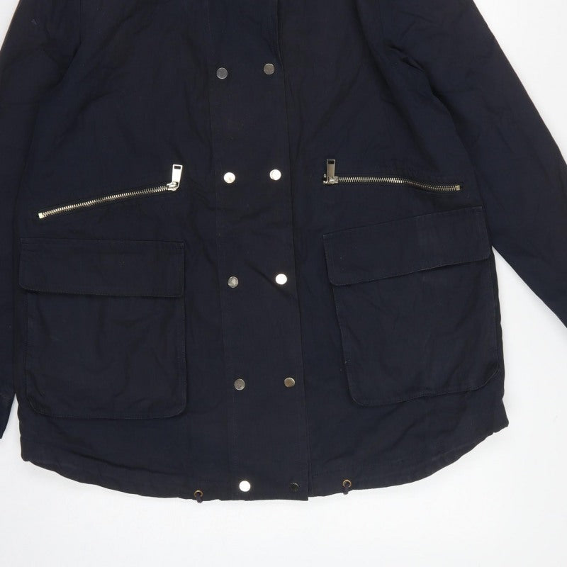 Mint Velvet Women’s Blue UK 14 Hooded Parka Cotton Jacket