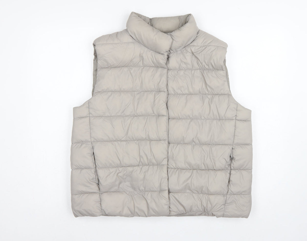 Primark Women Grey L Quilted Puffer Gilet Waistcoat Padded Bodywarmer