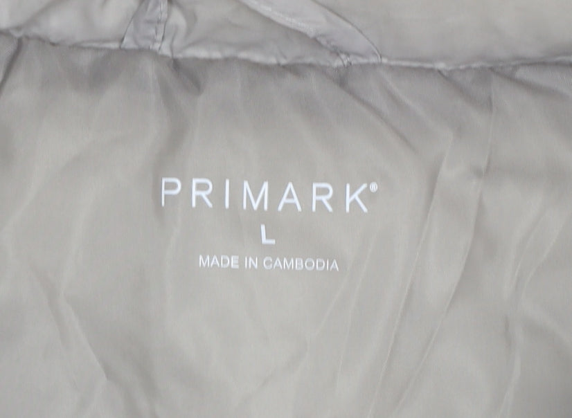 Primark Women Grey L Quilted Puffer Gilet Waistcoat Padded Bodywarmer