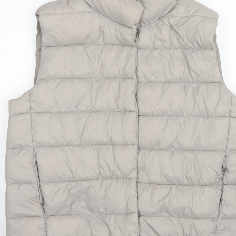 Primark Women Grey L Quilted Puffer Gilet Waistcoat Padded Bodywarmer
