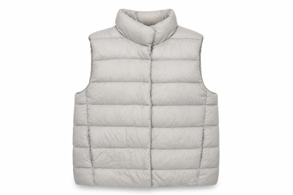 Primark Women Grey L Quilted Puffer Gilet Waistcoat Padded Bodywarmer