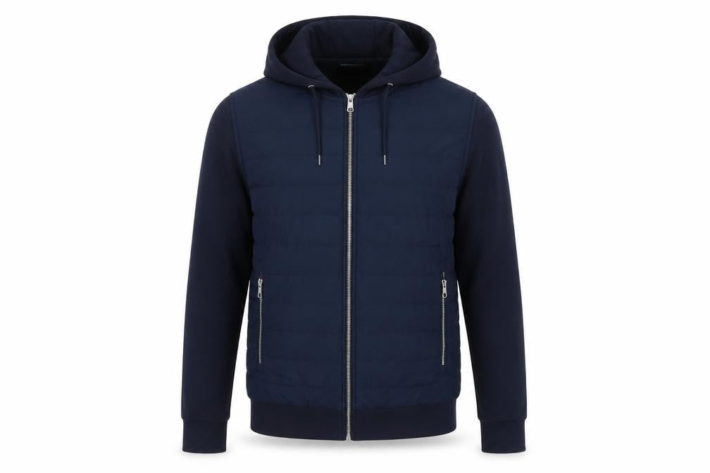 Autograph Men Navy M 38-40 Puffer Hooded Shower Resistant Jacket