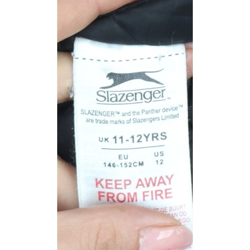Slazenger Boys Black 11-12 Years Hooded Parka Jacket Winter Coat