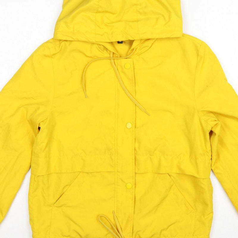Divided H&M Women Yellow XS Hooded Anorak Jacket Drawstring