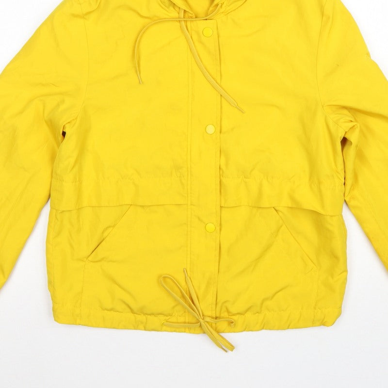 Divided H&M Women Yellow XS Hooded Anorak Jacket Drawstring