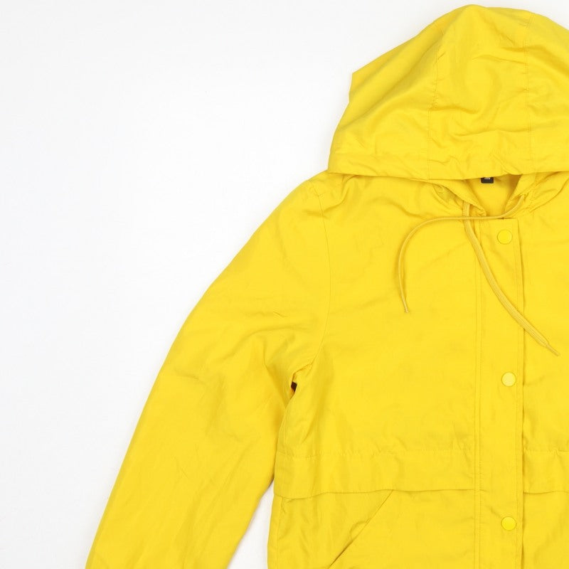 Divided H&M Women Yellow XS Hooded Anorak Jacket Drawstring
