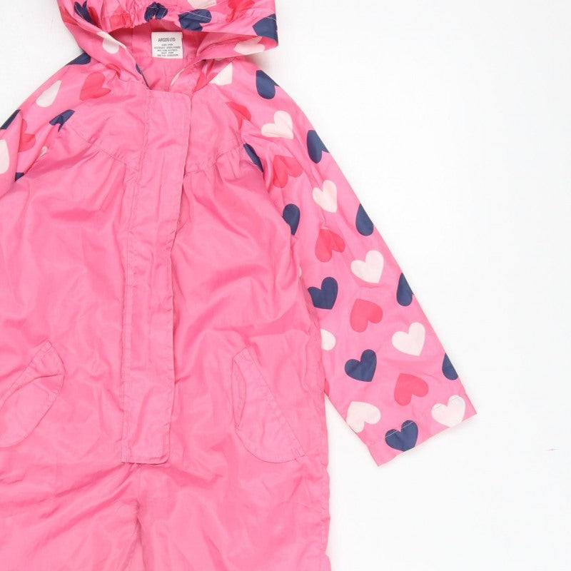 Chad Valley Girls Pink Heart Hooded Snowsuit Age 3-4 Years Zip