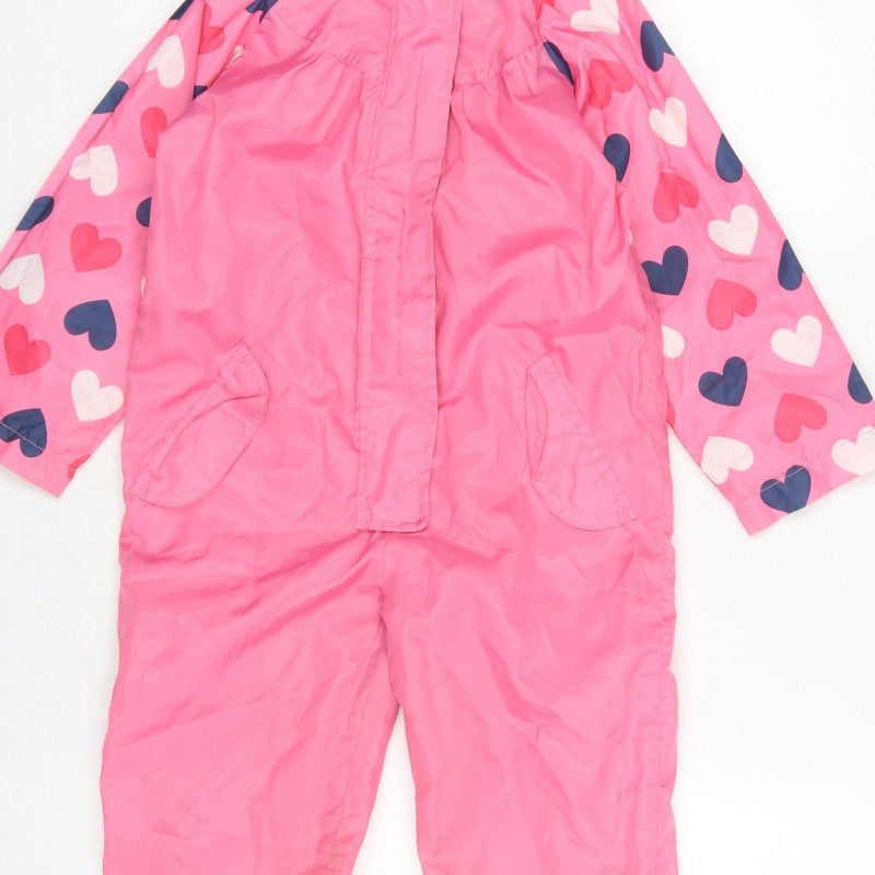 Chad Valley Girls Pink Heart Hooded Snowsuit Age 3-4 Years Zip