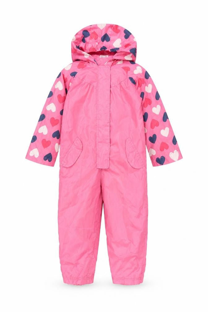 Chad Valley Girls Pink Heart Hooded Snowsuit Age 3-4 Years Zip