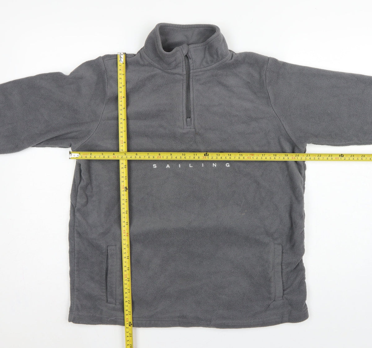 Nautica Men's Grey M 1/4 Zip Fleece Pullover Sweatshirt Logo Pockets