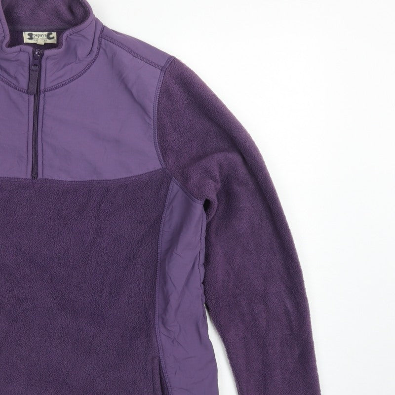 Papaya Women Purple UK 12 Quarter Zip Fleece Pullover Sweatshirt