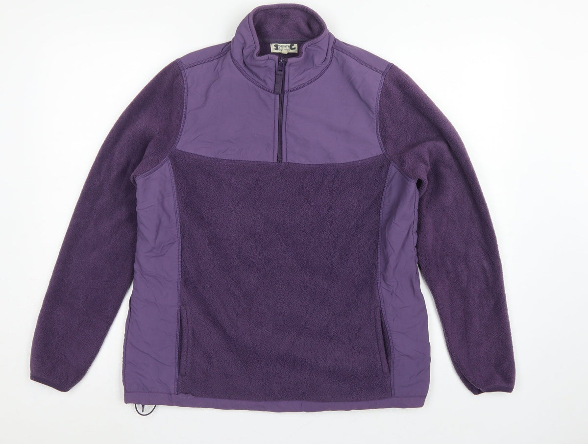 Papaya Women Purple UK 12 Quarter Zip Fleece Pullover Sweatshirt