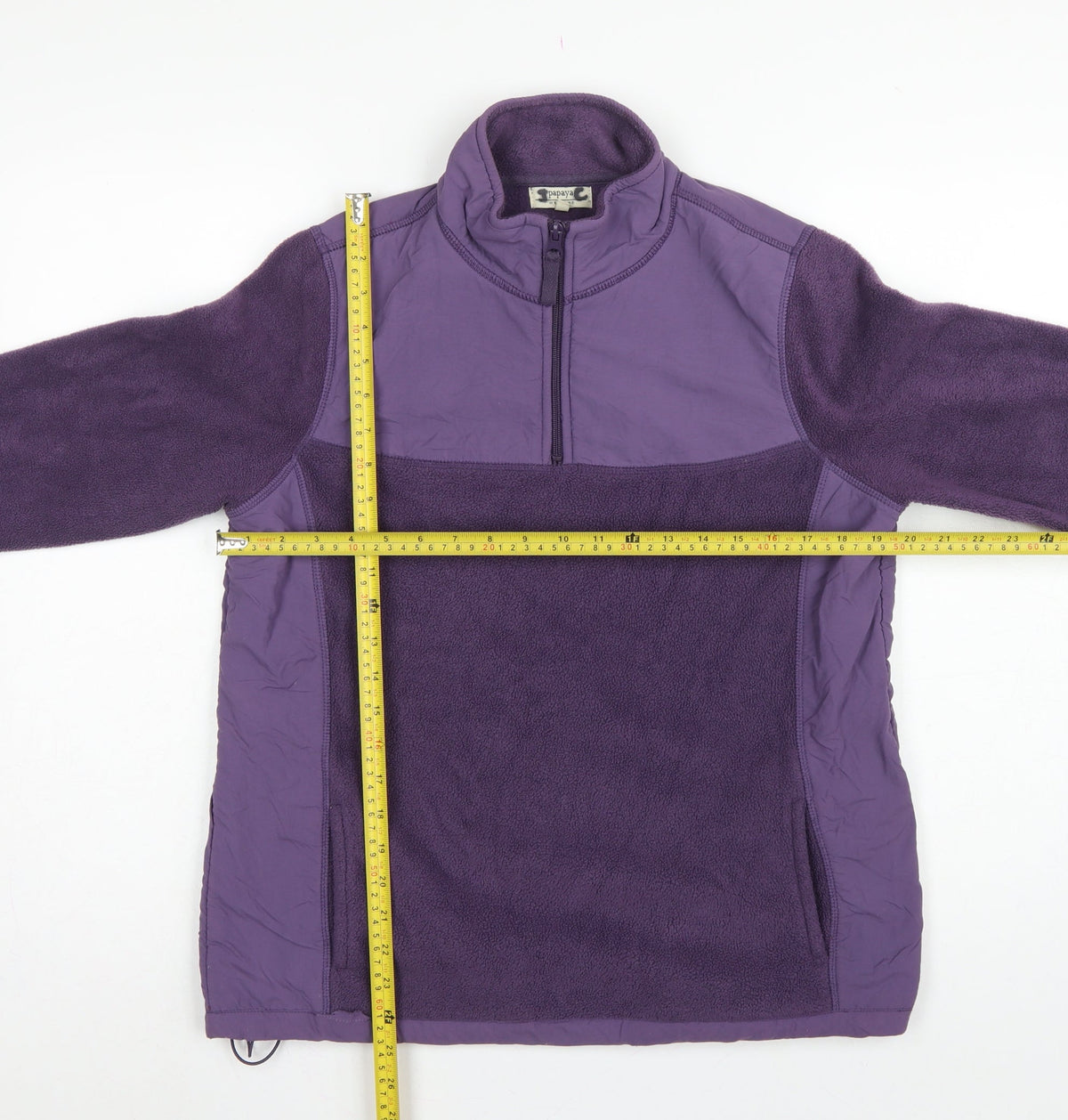 Papaya Women Purple UK 12 Quarter Zip Fleece Pullover Sweatshirt